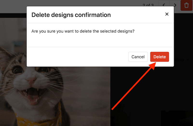 Confirm design deletion