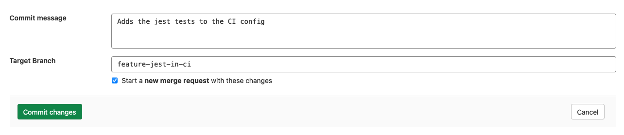 带有新分支的提交表单
