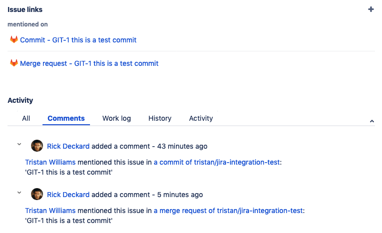 Example of mentioning or closing the Jira issue