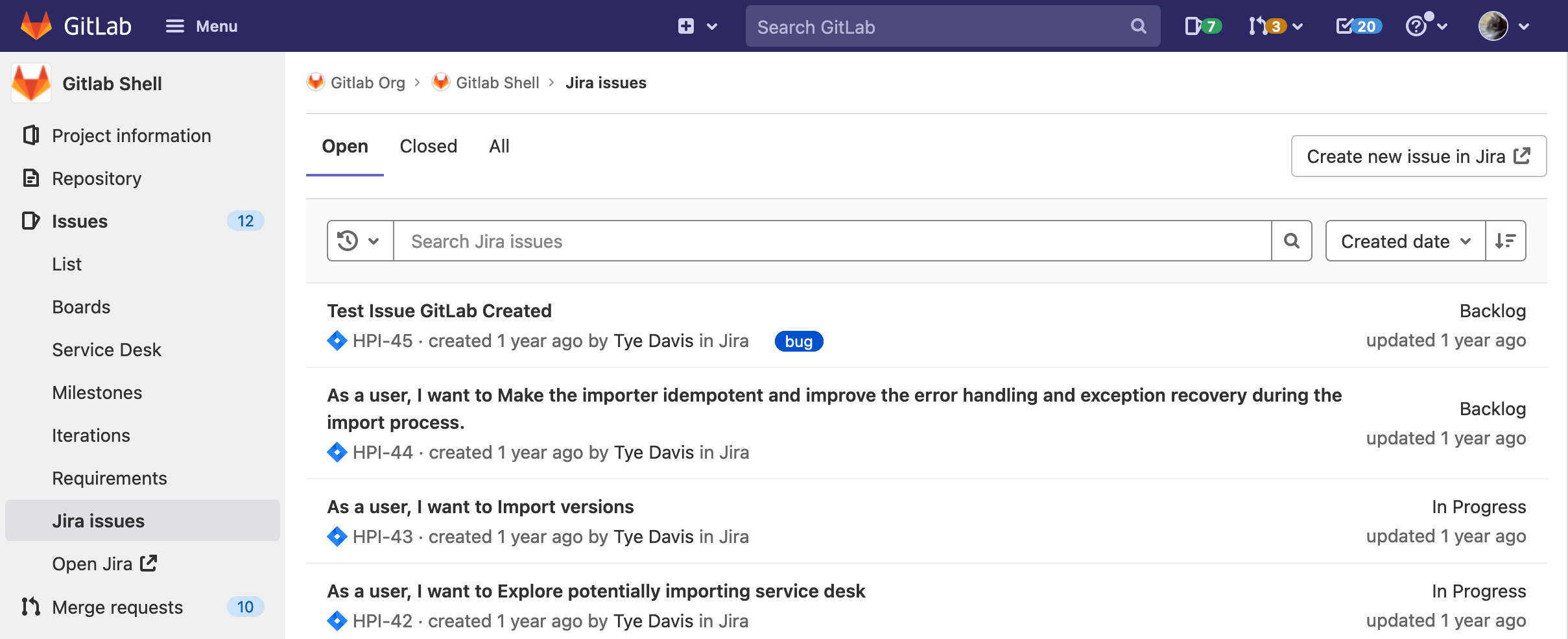 Jira issues integration enabled