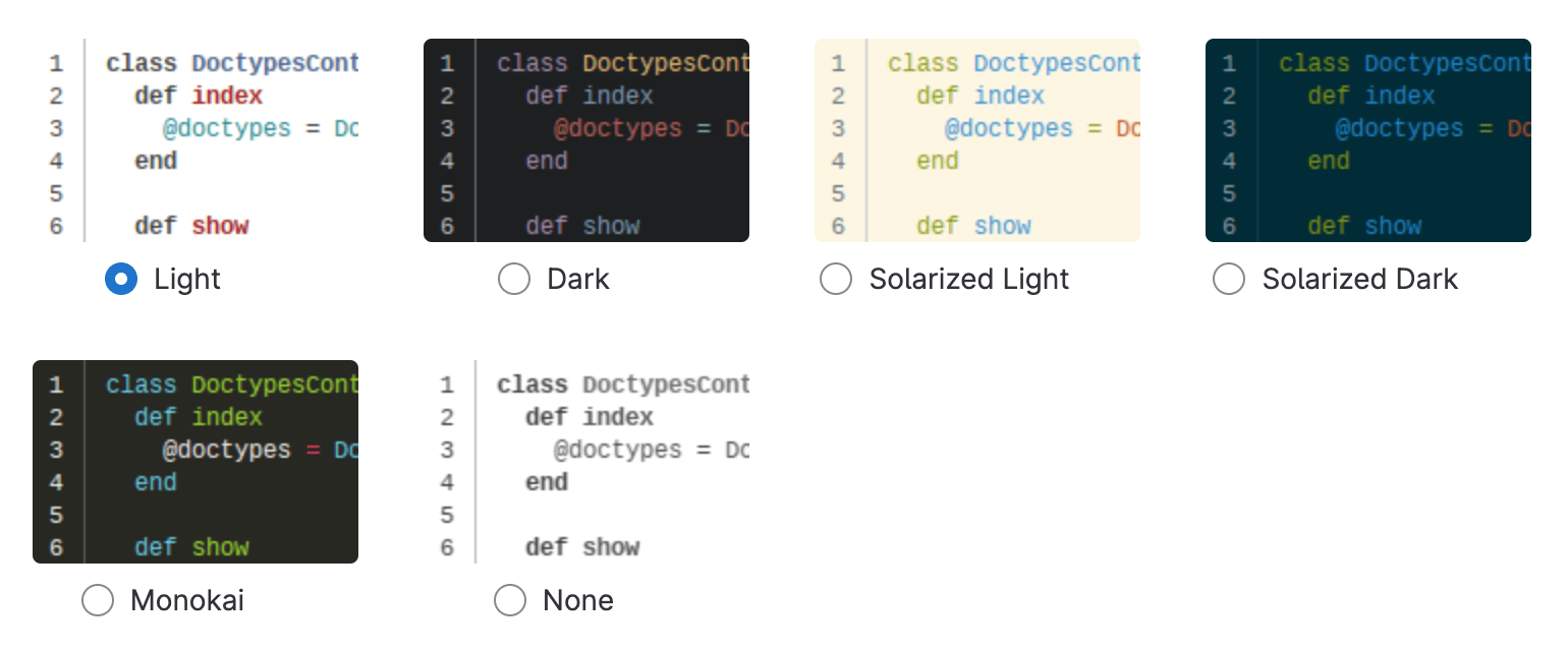 Profile preferences syntax highlighting themes