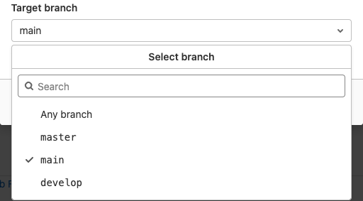 Status checks branch selector